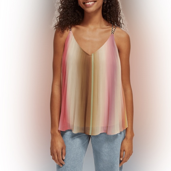 NWT $138 Scotch And Soda Pleated V-Neck Tank Top - Picture 6 of 11